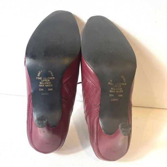 Newport News Burgundy Leather Victorian Style High Heel Womens Size 9.5M Lace Up - Picture 10 of 10